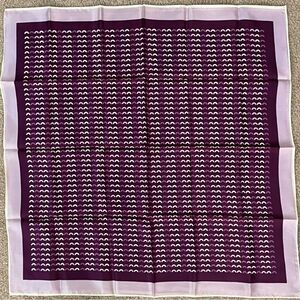 Vintage Scarf 23” square Purple Mod print 1960-70s Acetate hand rolled edges